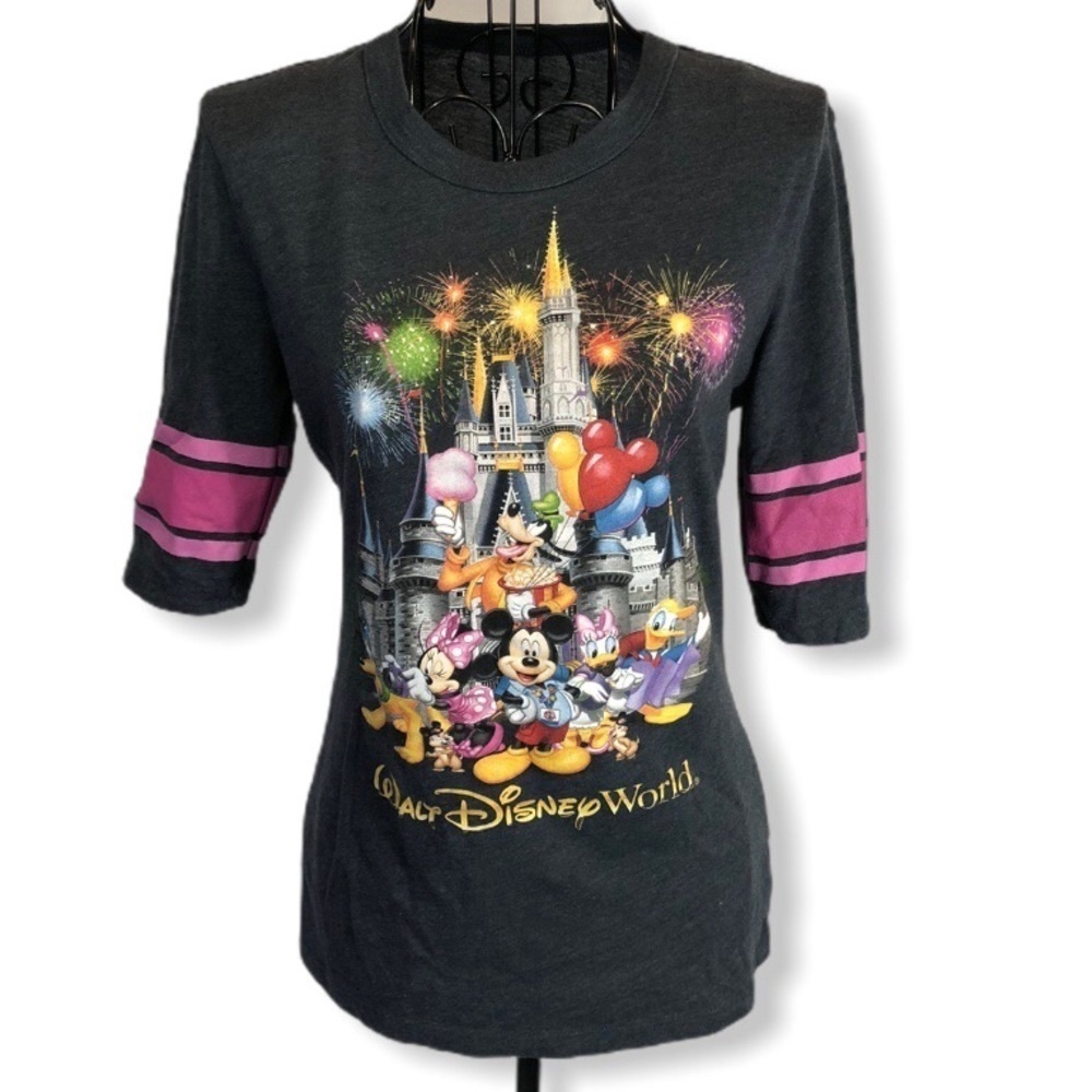 Disney World Cinderella's Castle Raglan Top Gray Size Small